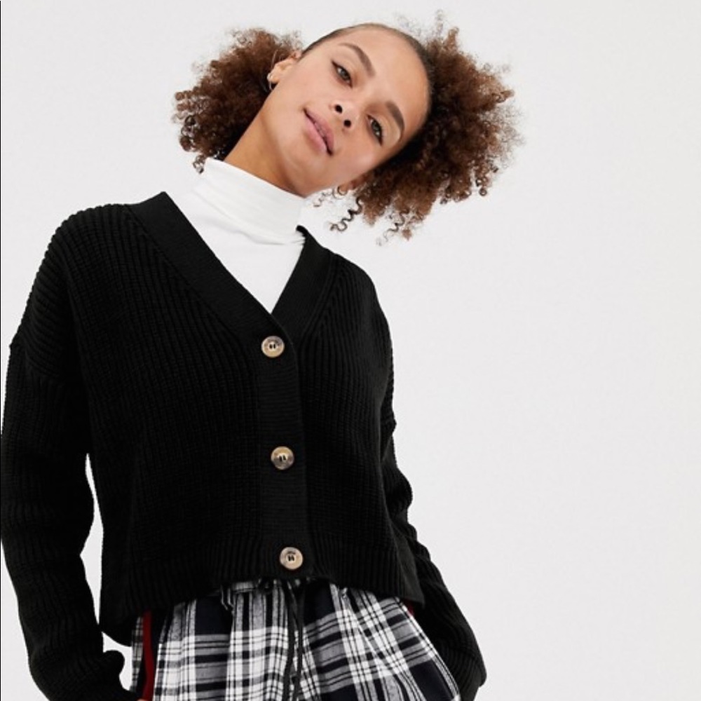 Cropped Black Cardigan